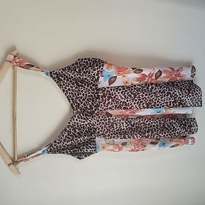 Valarie Stevens Lingerie Baby Doll Leopard Mixed Pattern Top M